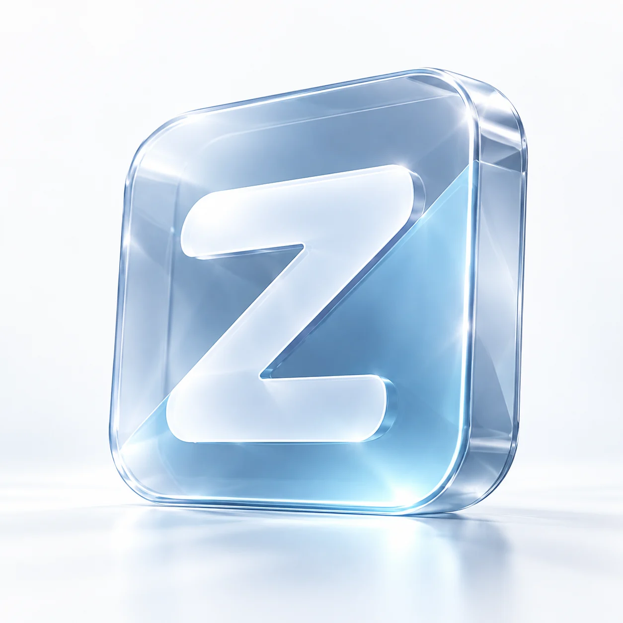 银蓝色玻璃质感的 Z 品牌图形